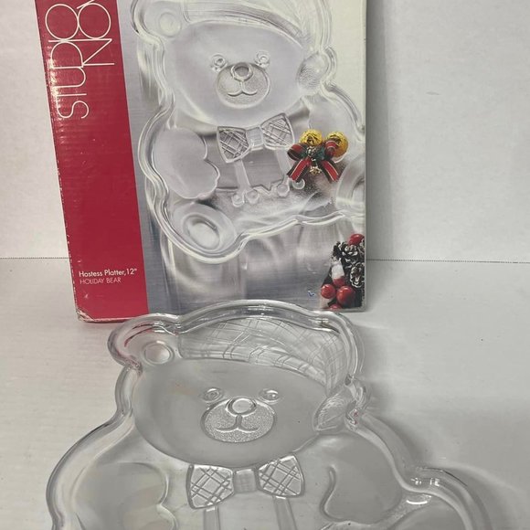 Christmas Holiday Bear Hostess Platter NIB Studio Nova 12” Adorable Vintage.. - Picture 1 of 5